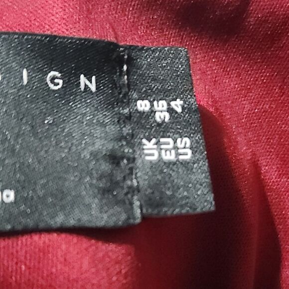 ASOS DESIGN Burgundy Bodycon Halter Mesh Ruched Midi Dress Stretch Women Size 8 - Picture 9 of 9